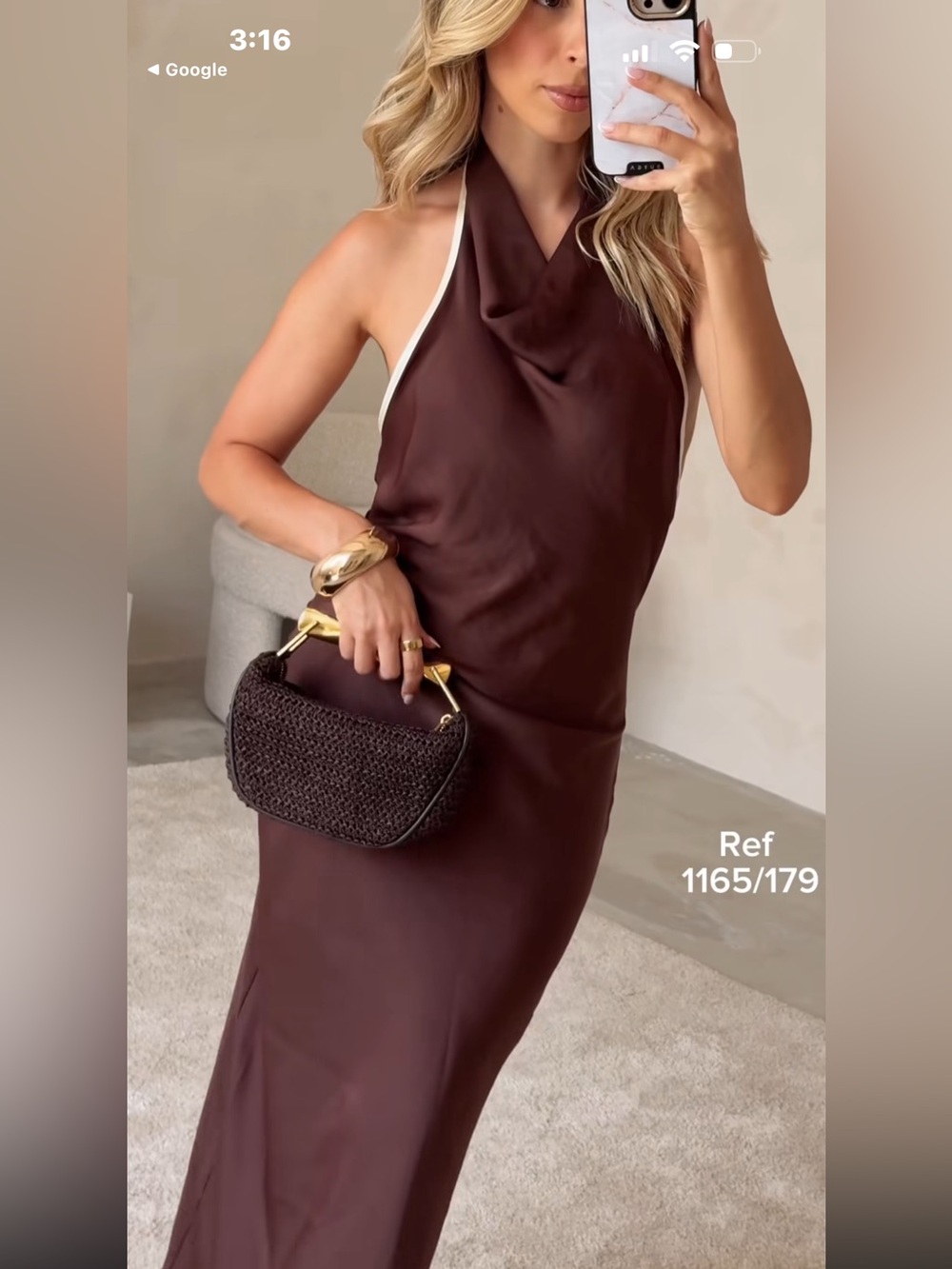 Zara Dark Brown Mini Shoulder Bag with Gold Handle